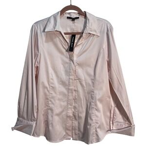Antonio Melani Womens Blouse Top Long Sleeve Button Down Rosewater Size L NWT